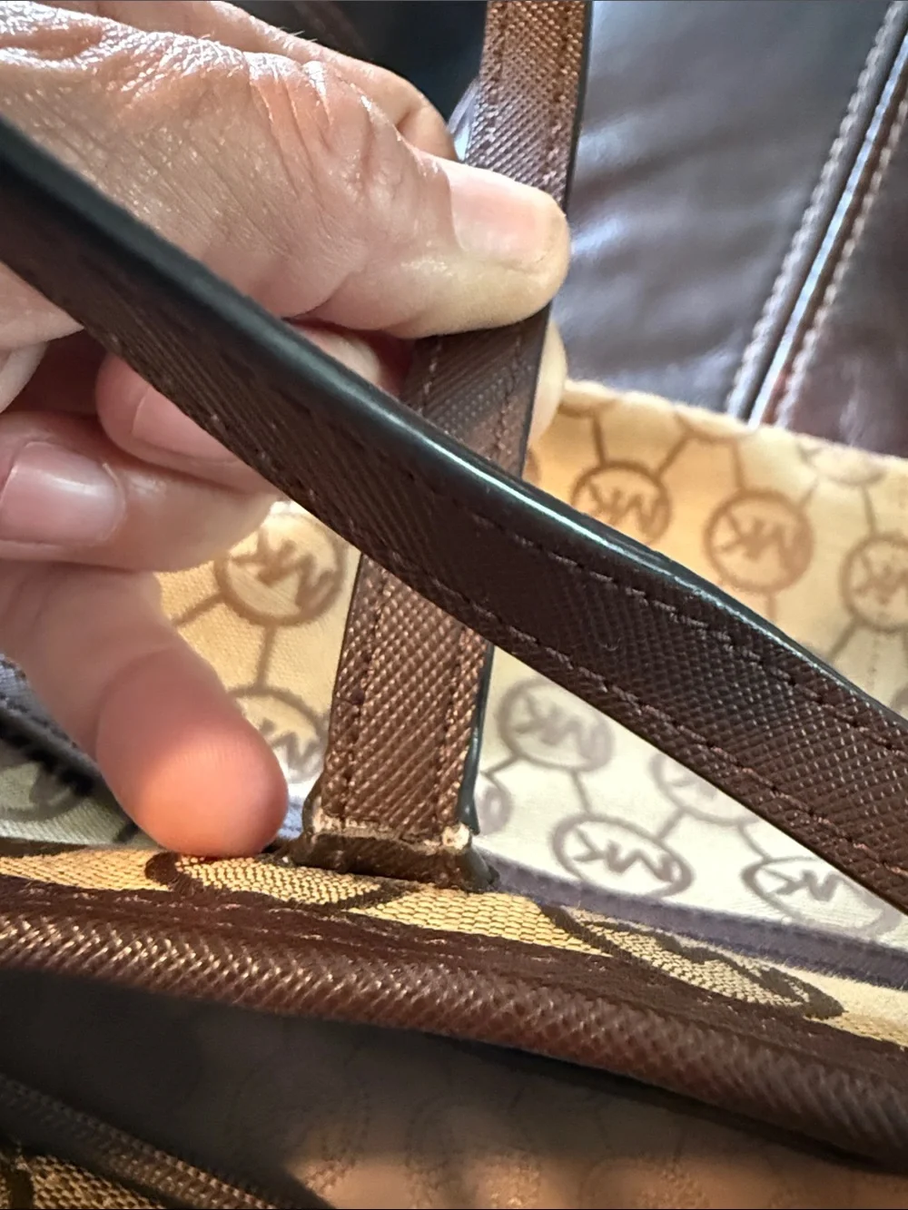Michael Kors Beige and Brown Signature MK Tote